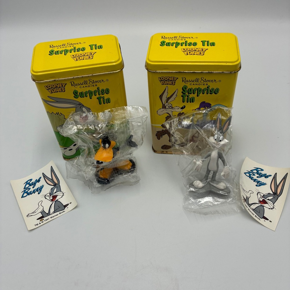 Vintage 1997 Russell Stover Looney Tunes Surprise Tins Bugs Bunny Daffy Duck Set